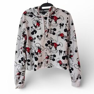 Disney Mickey Mouse White Sleep Hoodie Cropped Loungewear Cozy | XS/S